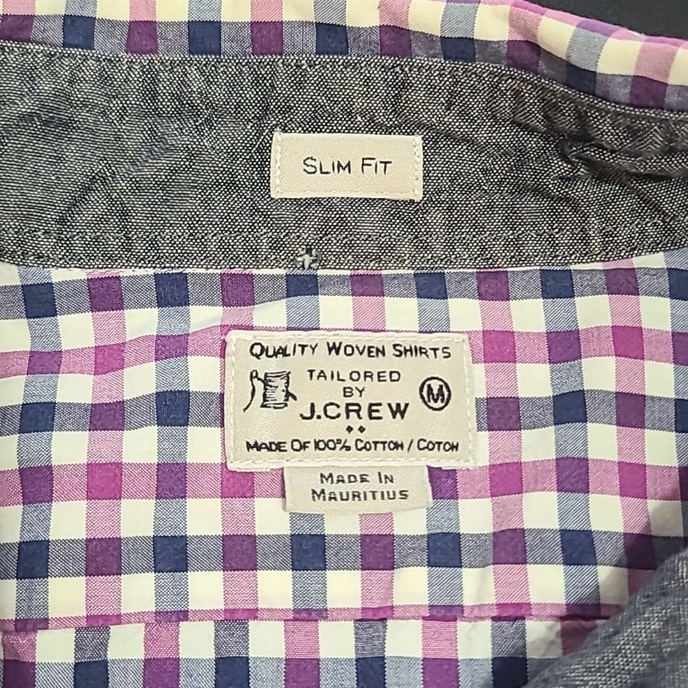 J. Crew Purple Check Button Down Shirt Large 42 Chest Business Casual - Picture 8 of 10